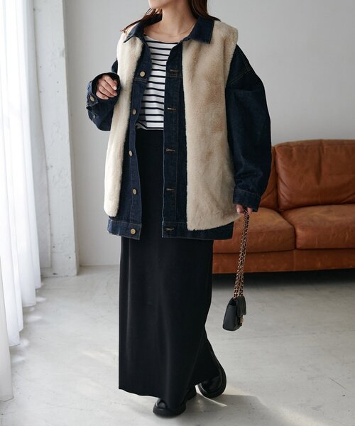 WEB限定】フェイクファーロングベスト（ベスト）｜DISCOAT（ディス