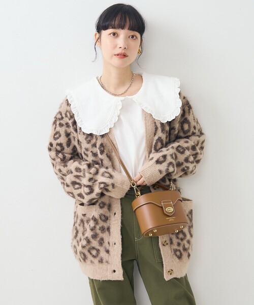 FREAK'S STORE(フリークスストア)の「フリル 丸襟 カット Tシャツ/長袖Tシャツ(Tシャツ/カットソー・レディース・オフホワイト/ブラック/ストライプ/ピンク・フリ-)」の7枚目の写真