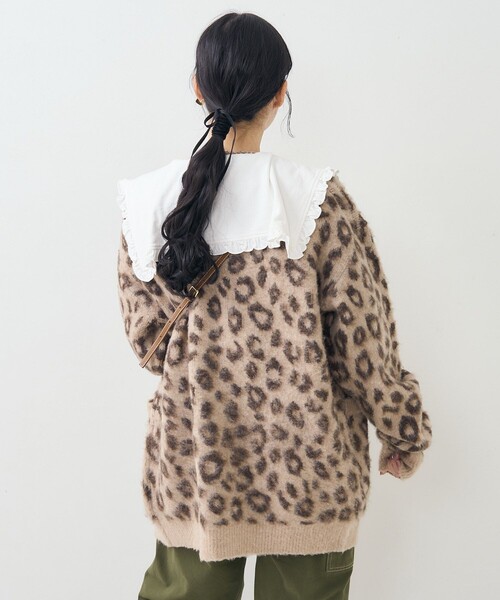 FREAK'S STORE(フリークスストア)の「フリル 丸襟 カット Tシャツ/長袖Tシャツ(Tシャツ/カットソー・レディース・オフホワイト/ブラック/ストライプ/ピンク・フリ-)」の8枚目の写真