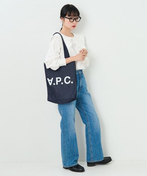 FREAK'S STORE(フリークスストア)の「フリル 丸襟 カット Tシャツ/長袖Tシャツ(Tシャツ/カットソー・レディース・オフホワイト/ブラック/ストライプ/ピンク・フリ-)」の15枚目の写真