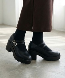 LOVEHUNTER 厚底ダブルビジューベルトパンプス