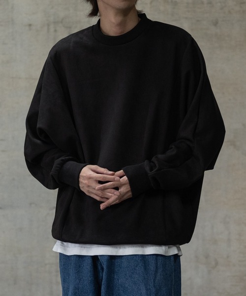 JOHN'S CLOSET（ジョンズクローゼット）の「【i】カットスエードポンチ ドルマンスリーブ クルーネックスウェット（スウェット・メンズ・チャコールグレー/ブラック/オフホワイト/サックスブルー・MEDIUM/LARGE/X-LARGE）」の8枚目の写真