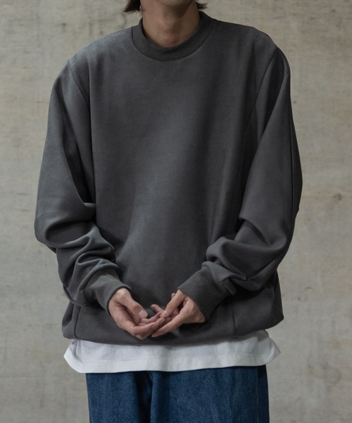 JOHN'S CLOSET（ジョンズクローゼット）の「【i】カットスエードポンチ ドルマンスリーブ クルーネックスウェット（スウェット・メンズ・チャコールグレー/ブラック/オフホワイト/サックスブルー・MEDIUM/LARGE/X-LARGE）」の11枚目の写真