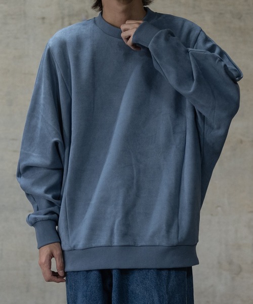 JOHN'S CLOSET（ジョンズクローゼット）の「【i】カットスエードポンチ ドルマンスリーブ クルーネックスウェット（スウェット・メンズ・チャコールグレー/ブラック/オフホワイト/サックスブルー・MEDIUM/LARGE/X-LARGE）」の14枚目の写真