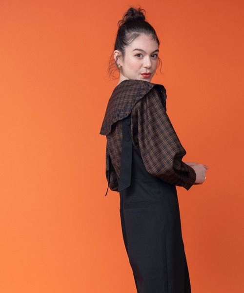 COMMRE（コムル）の「刺繍ビッグカラーブラウス（シャツ/ブラウス・レディース・ブラウン系その他/ブラック/ホワイト・FREE）」の9枚目の写真