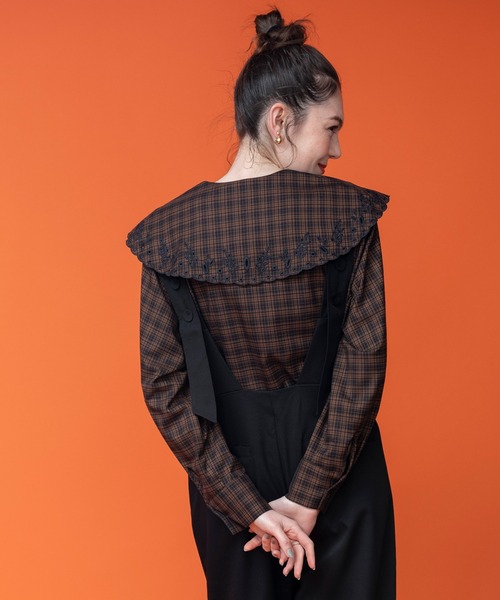 COMMRE（コムル）の「刺繍ビッグカラーブラウス（シャツ/ブラウス・レディース・ブラウン系その他/ブラック/ホワイト・FREE）」の11枚目の写真