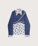 LA POMME petit(ラポミ・プチ)のCape Patchwork Stripe Shirt  ケープパッチワークストライプシャツ
