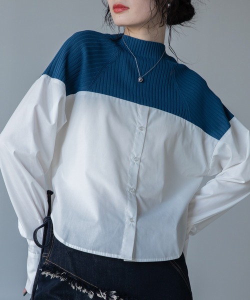 VACANCY（ヴァカンシー）の「リブニットドッキングシャツ（シャツ/ブラウス・レディース・ブラック/グレー/ブルー・FREE）」の16枚目の写真