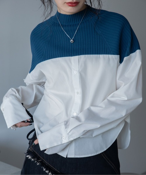 VACANCY（ヴァカンシー）の「リブニットドッキングシャツ（シャツ/ブラウス・レディース・ブラック/グレー/ブルー・FREE）」の17枚目の写真