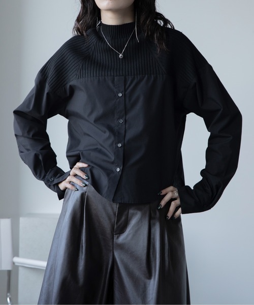 VACANCY（ヴァカンシー）の「リブニットドッキングシャツ（シャツ/ブラウス・レディース・ブラック/グレー/ブルー・FREE）」の11枚目の写真