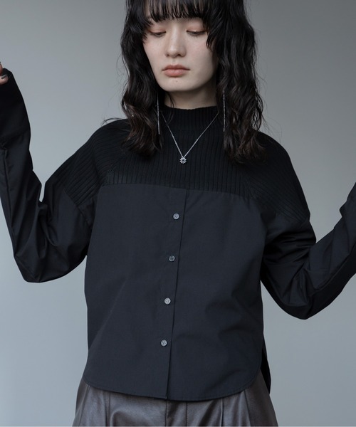VACANCY（ヴァカンシー）の「リブニットドッキングシャツ（シャツ/ブラウス・レディース・ブラック/グレー/ブルー・FREE）」の8枚目の写真