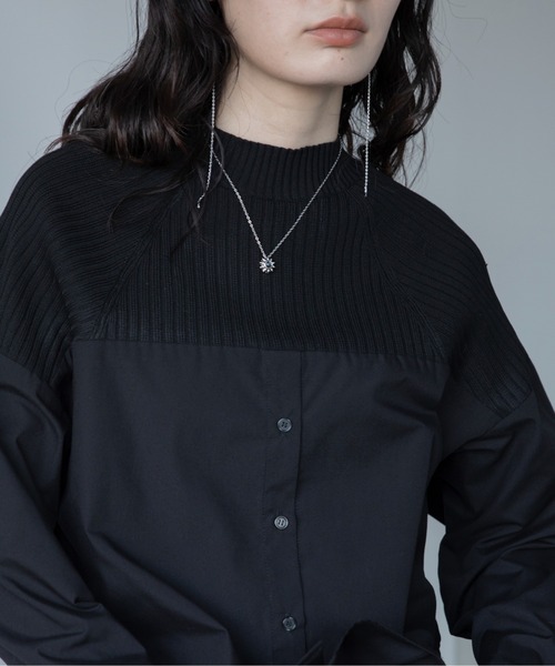 VACANCY（ヴァカンシー）の「リブニットドッキングシャツ（シャツ/ブラウス・レディース・ブラック/グレー/ブルー・FREE）」の9枚目の写真