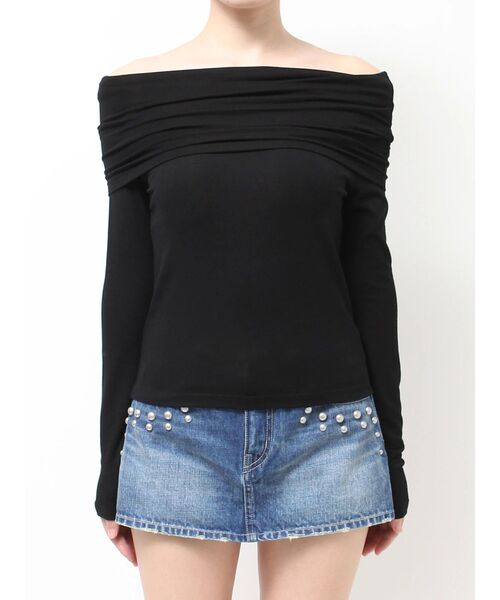 GYDA（ジェイダ）の「ソフトタッチ タイトトップス（Tシャツ/カットソー・レディース・オフホワイト/ブラック・FREE）」の18枚目の写真