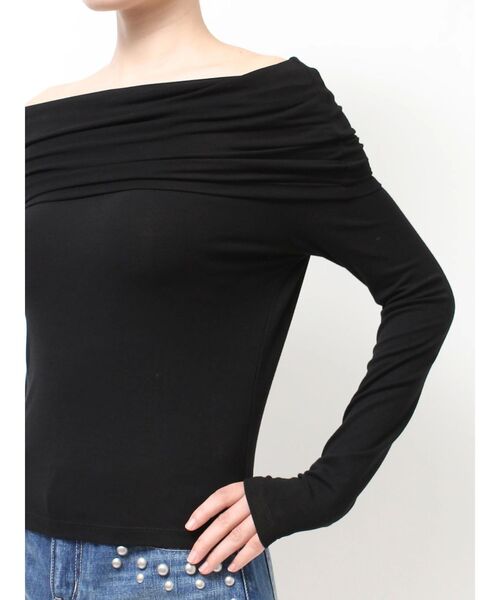 GYDA（ジェイダ）の「ソフトタッチ タイトトップス（Tシャツ/カットソー・レディース・オフホワイト/ブラック・FREE）」の22枚目の写真