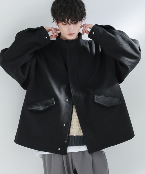 ASTRONOMY（アストロノミー）の「ウールテックメルトンショートモッズブルゾン M-65（ミリタリージャケット・メンズ・カーキ/ブラック/ライトグレー/チャコール/ブラウン/ブルー・L/S/M/XL）」の2枚目の写真