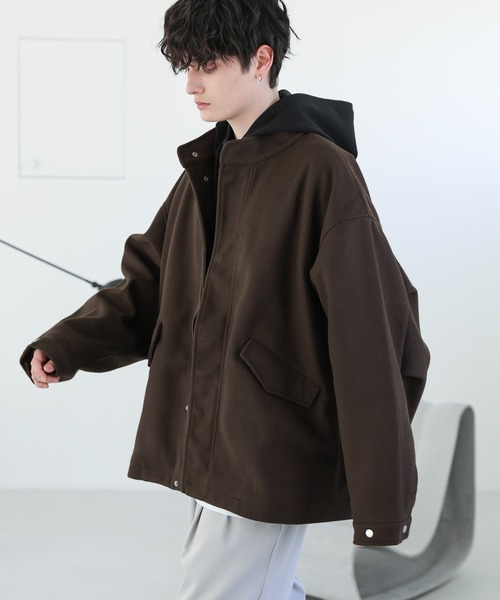 ASTRONOMY（アストロノミー）の「ウールテックメルトンショートモッズブルゾン M-65（ミリタリージャケット・メンズ・カーキ/ブラック/ライトグレー/チャコール/ブラウン/ブルー・L/S/M/XL）」の8枚目の写真