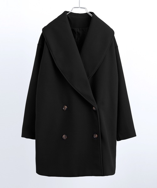 ショールカラー ミドル丈コクーンコート（ピーコート）｜Fashion