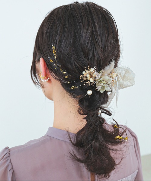 Kana(カナ)の「ドライフラワー パール Uピン 金箔 セット 結婚式 お呼ばれ オケージョン(ヘアピン・レディース・アイボリー/レッド/ピンク・フリー)」の8枚目の写真