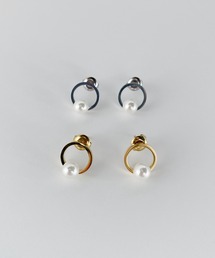 【ステンレス】 サークルポイント パールピアス