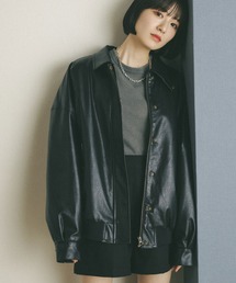 MIEL CRISHUNANT | ヴィンテージレザーライクビッグシルエットブルゾン(ブルゾン)