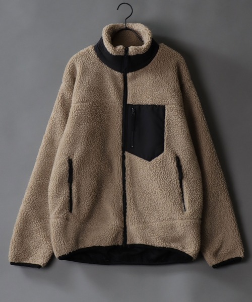 SITRY(シトリー)の「sheep boa Stand Jacket/シープボア スタンド ジャケット(ブルゾン・メンズ・タン/オフホワイト/ブラック/ベージュ・M/L/LL)」の4枚目の写真