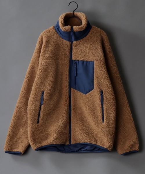 SITRY(シトリー)の「sheep boa Stand Jacket/シープボア スタンド ジャケット(ブルゾン・メンズ・タン/オフホワイト/ブラック/ベージュ・M/L/LL)」の1枚目の写真
