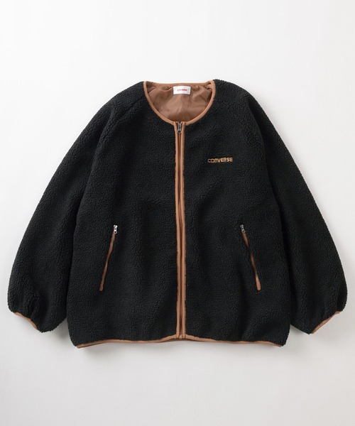CONVERSE（コンバース）の「【CONVERSE/コンバース】ブランドネーム ワンポイントロゴ刺繍デザイン シープボア フリースZIPジャケット（ブルゾン・レディース・キャメル/ダークネイビー/ワインレッド/アイボリー/ブラック・L/M）」の6枚目の写真