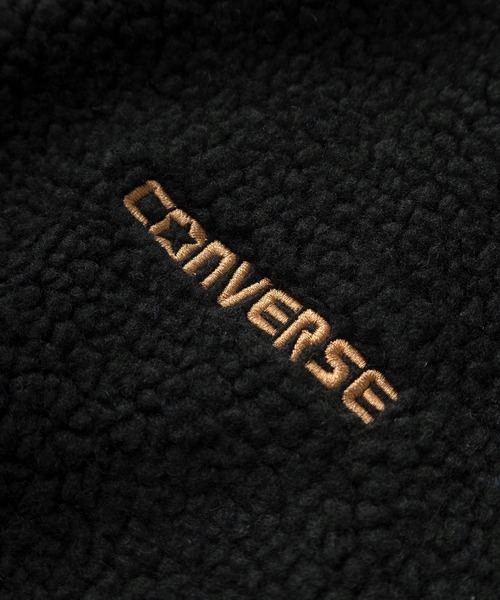 CONVERSE（コンバース）の「【CONVERSE/コンバース】ブランドネーム ワンポイントロゴ刺繍デザイン シープボア フリースZIPジャケット（ブルゾン・レディース・キャメル/ダークネイビー/ワインレッド/アイボリー/ブラック・L/M）」の9枚目の写真