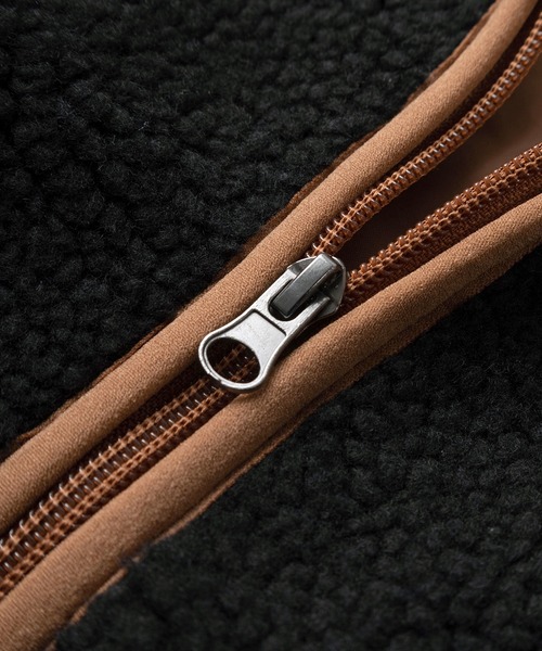 CONVERSE（コンバース）の「【CONVERSE/コンバース】ブランドネーム ワンポイントロゴ刺繍デザイン シープボア フリースZIPジャケット（ブルゾン・レディース・キャメル/ダークネイビー/ワインレッド/アイボリー/ブラック・L/M）」の10枚目の写真