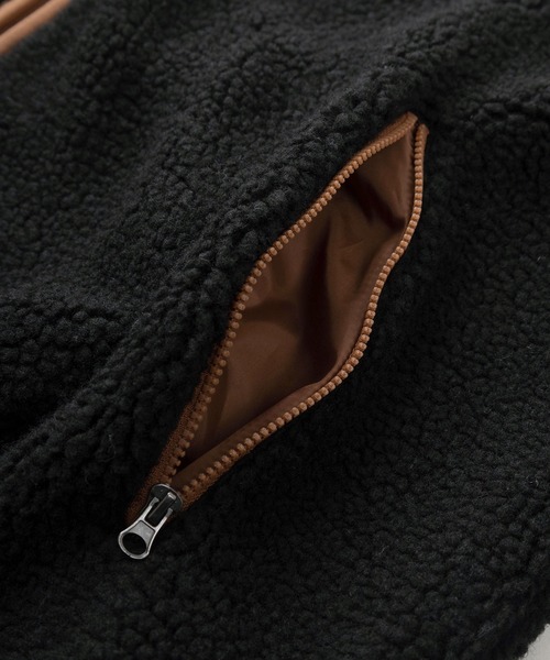 CONVERSE（コンバース）の「【CONVERSE/コンバース】ブランドネーム ワンポイントロゴ刺繍デザイン シープボア フリースZIPジャケット（ブルゾン・レディース・キャメル/ダークネイビー/ワインレッド/アイボリー/ブラック・L/M）」の11枚目の写真