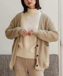 ふんわりVネック シャギー ニット カーディガン