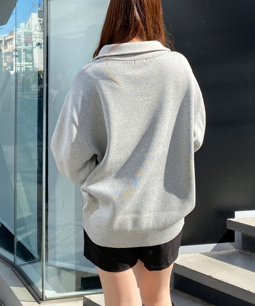 INGNI(イング)の「ハーフジップロゴニット(ニット/セーター・レディース・ホワイト×ブラック/グレー系その他3/ブラック×ホワイト・M)」の7枚目の写真