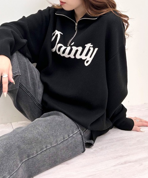 INGNI(イング)の「ハーフジップロゴニット(ニット/セーター・レディース・ホワイト×ブラック/グレー系その他3/ブラック×ホワイト・M)」の21枚目の写真