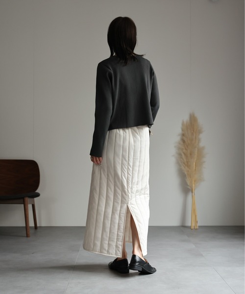 新品　anuans アニュアンス　キルティングスカート アニュアンス anuans キルティングフレアスカート （BROWN） -靴