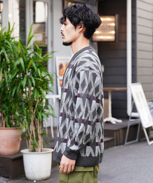 jiggys shop（ジギーズショップ）の「ジオメトリック ニットカーディガン（カーディガン/ボレロ・メンズ・チャコールグレー/ブラウン/ブラック・MEDIUM/LARGE/X-LARGE）」の18枚目の写真