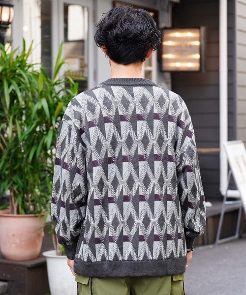 jiggys shop（ジギーズショップ）の「ジオメトリック ニットカーディガン（カーディガン/ボレロ・メンズ・チャコールグレー/ブラウン/ブラック・MEDIUM/LARGE/X-LARGE）」の16枚目の写真