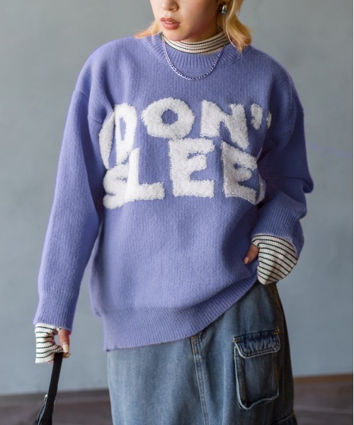 SpRay（スプレイ）の「ロゴジャガードニット（ニット/セーター・レディース・グリーン/ブルー/イエロー/パープル/ブラック・FREE）」の4枚目の写真