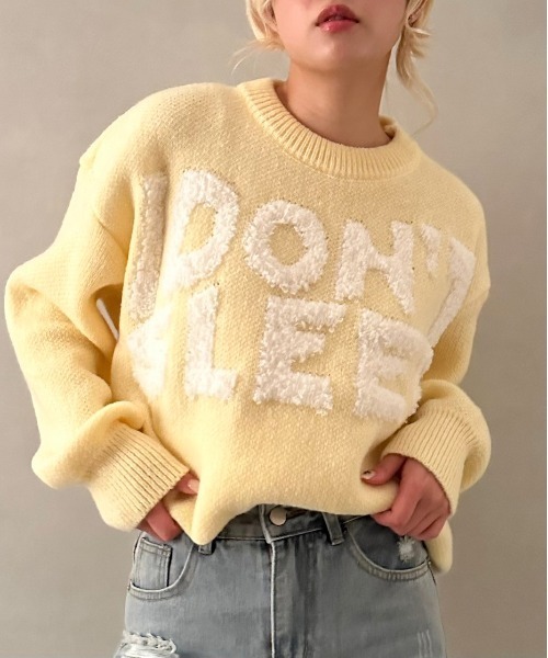 SpRay（スプレイ）の「ロゴジャガードニット（ニット/セーター・レディース・グリーン/ブルー/イエロー/パープル/ブラック・FREE）」の5枚目の写真