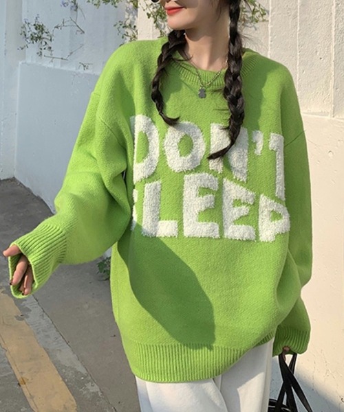 SpRay（スプレイ）の「ロゴジャガードニット（ニット/セーター・レディース・グリーン/ブルー/イエロー/パープル/ブラック・FREE）」の3枚目の写真