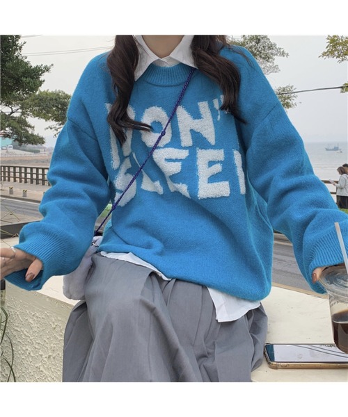 SpRay（スプレイ）の「ロゴジャガードニット（ニット/セーター・レディース・グリーン/ブルー/イエロー/パープル/ブラック・FREE）」の9枚目の写真