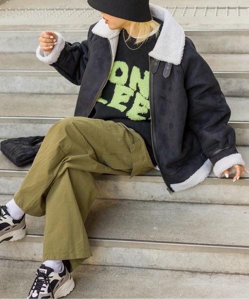 SpRay（スプレイ）の「ロゴジャガードニット（ニット/セーター・レディース・グリーン/ブルー/イエロー/パープル/ブラック・FREE）」の10枚目の写真