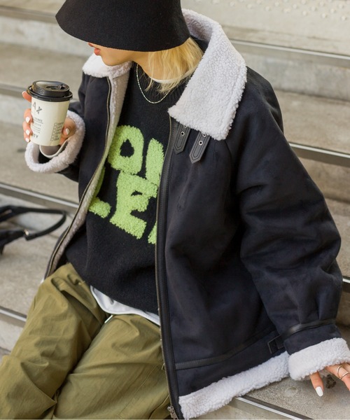 SpRay（スプレイ）の「ロゴジャガードニット（ニット/セーター・レディース・グリーン/ブルー/イエロー/パープル/ブラック・FREE）」の12枚目の写真