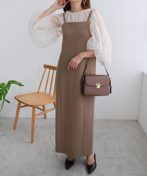 andme（アンドミー）の「チュールギャザーシアー長袖ブラウス（シャツ/ブラウス・レディース・グレイッシュベージュ/アイボリー/ブラック・M）」の4枚目の写真