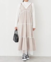 earth music&ecology | ＳＥＴ２点ティアードペチドレス＋チュールワンピース(ワンピース)