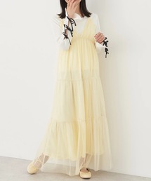earth music&ecology | ＳＥＴ２点ティアードペチドレス＋チュールワンピース(ワンピース)