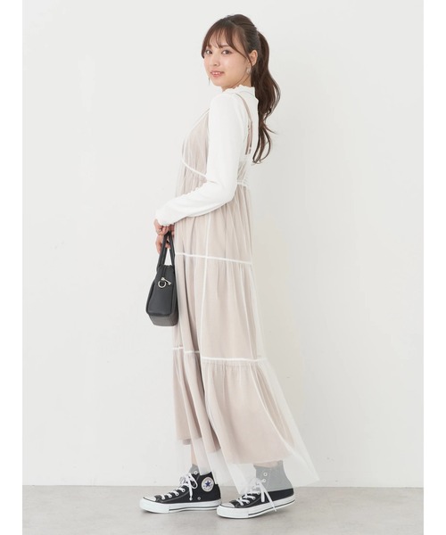 earth music&ecology(アースミュージックアンドエコロジー)の「SET2点ティアードぺチドレス+チュールワンピース(ワンピース・レディース・ブルー/イエロー/ホワイト・FREE)」の12枚目の写真