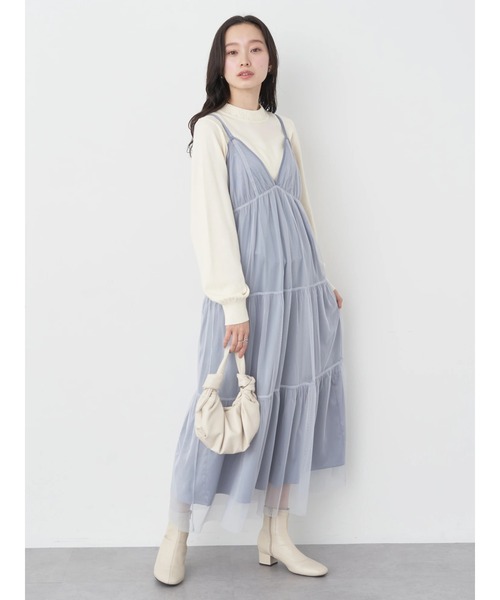 earth music&ecology(アースミュージックアンドエコロジー)の「SET2点ティアードぺチドレス+チュールワンピース(ワンピース・レディース・ブルー/イエロー/ホワイト・FREE)」の4枚目の写真