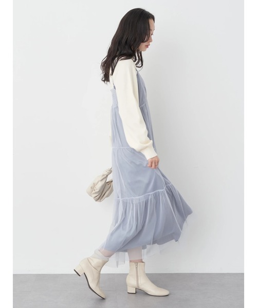 earth music&ecology(アースミュージックアンドエコロジー)の「SET2点ティアードぺチドレス+チュールワンピース(ワンピース・レディース・ブルー/イエロー/ホワイト・FREE)」の5枚目の写真