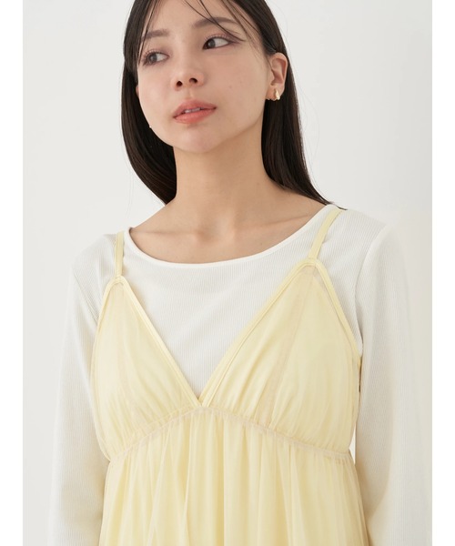 earth music&ecology(アースミュージックアンドエコロジー)の「SET2点ティアードぺチドレス+チュールワンピース(ワンピース・レディース・ブルー/イエロー/ホワイト・FREE)」の7枚目の写真