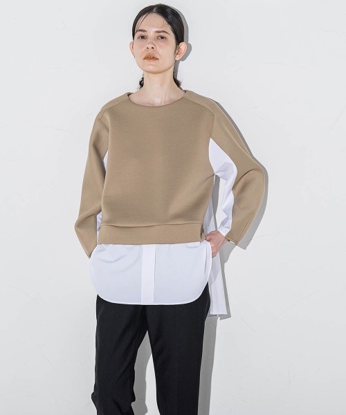 la.f…(ラエフ)の「【洗濯機で洗える/2wayストレッチ】異素材ドッキングデザインカットソー(Tシャツ/カットソー・レディース・ブラック系その他/ダークベージュ/ダークネイビー・9号/7号)」の15枚目の写真